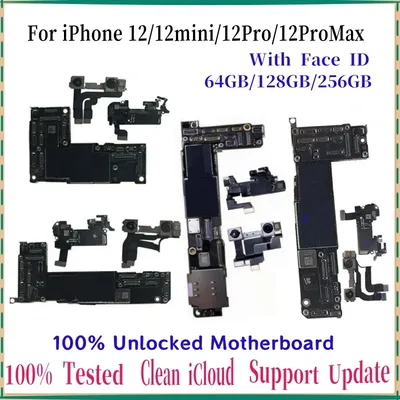 100% Tested For iPhone 12 Pro Max Motherboard With Face ID Unlocked Logic Board Free Clean iCloud For iphone 12 mini Mainboatd