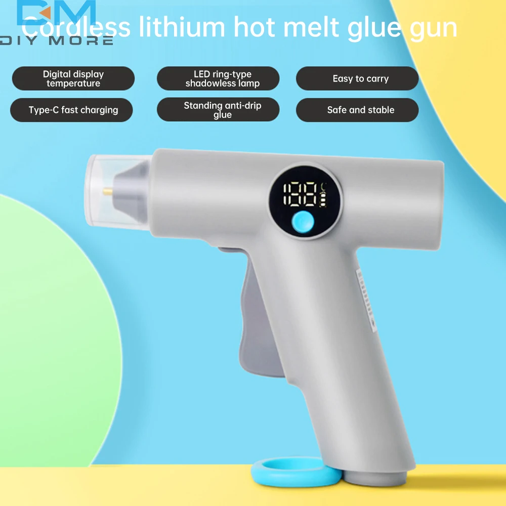 25W Digital Display Drahtlose Lithium Elektrische Heißklebepistole Typ C Mit 22 stücke Kleber Stick DIY Haushalt handwerk Werkzeuge Image