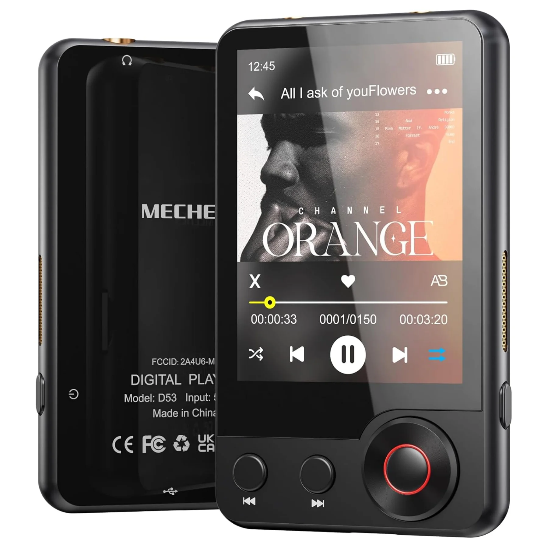 MECHEN 64 GB/128 GB MP3-Player mit Bluetooth 5.3, tragbarer 2,4-Zoll-Musikplayer mit vollem Touchscreen und Lautsprechern Image