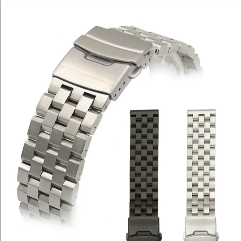 18mm 20mm 22mm 24mm 316L Edelstahl Solide Uhr Armband Armband Metall Uhrenarmbänder Frauen Männer uhr Zubehör mit Werkzeug Image