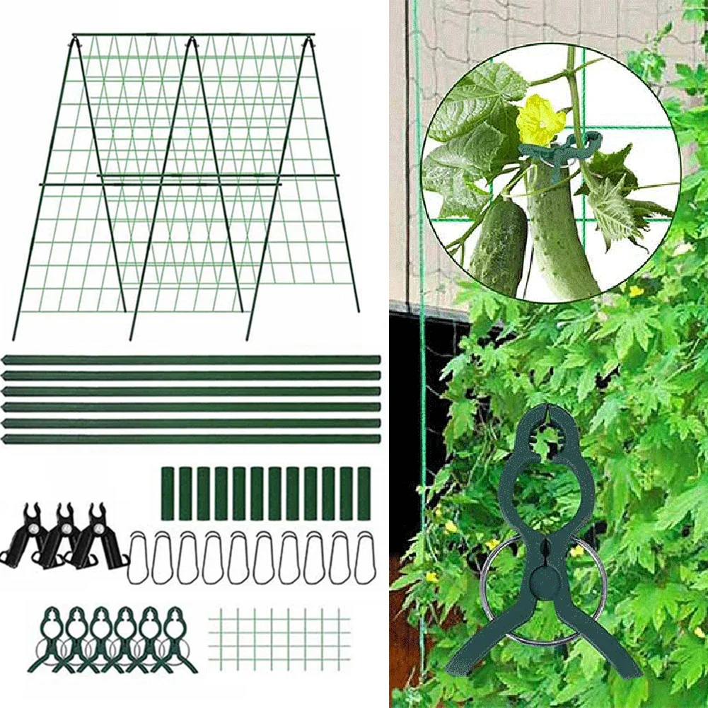 1 Set 48 x 48 Zoll faltbares Gurkenspalier für Hochbeet – A-Rahmen, Gartenspalier, Pflanzenklettergerüst, Gartengeräte-Zubehör Image
