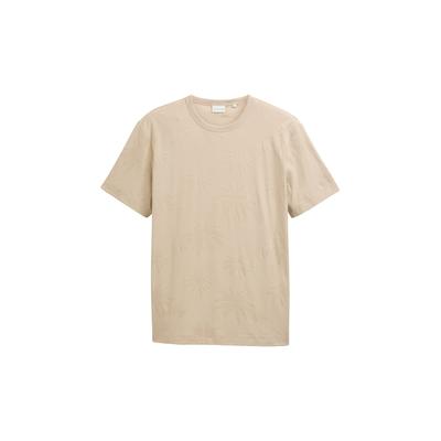 TOM TAILOR Herren Jacquard T-Shirt mit Palmen-Motiv, braun, Palmenprint, Gr. S Image