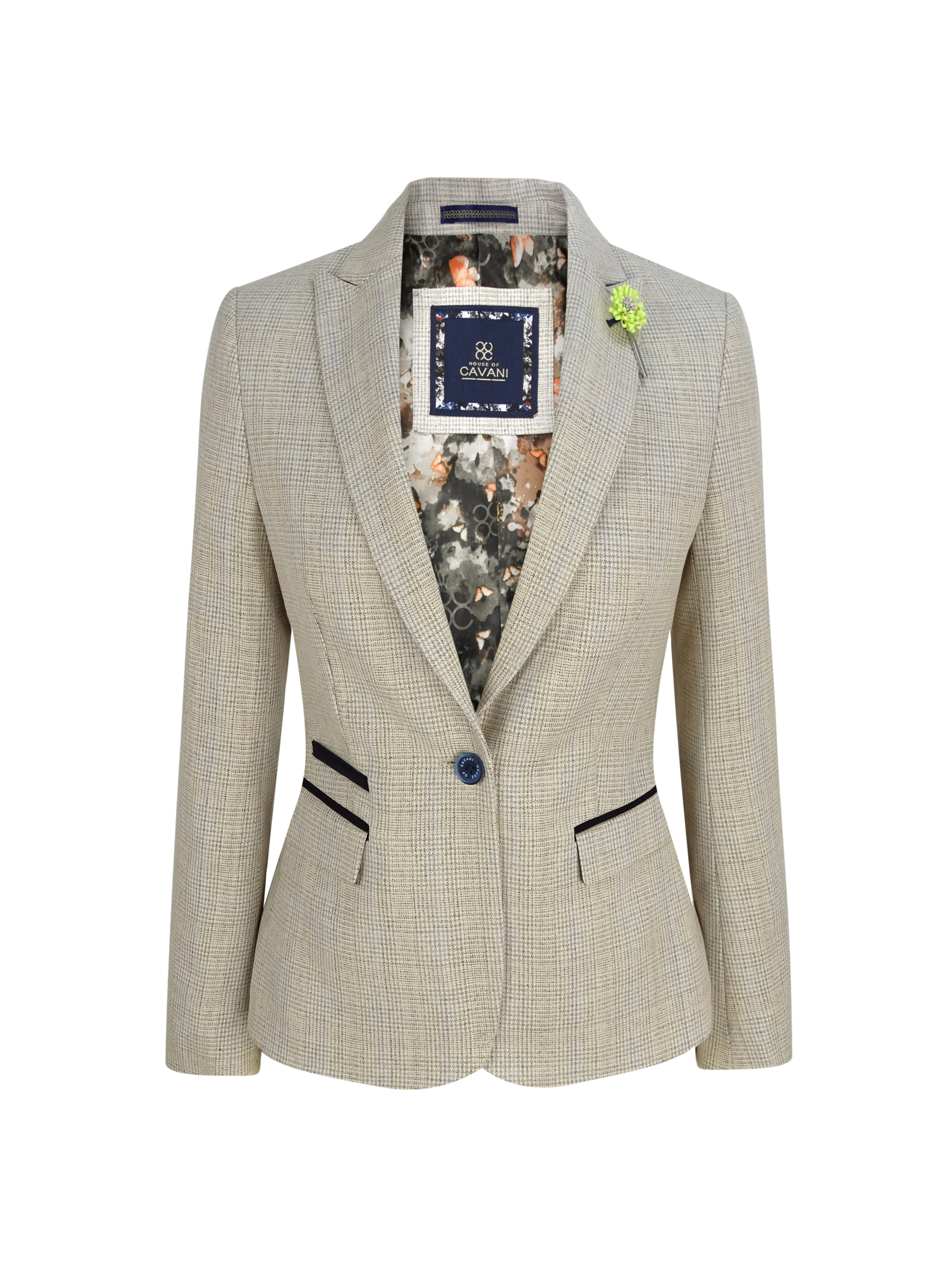 Damen Tweed Fischgrätenmuster Creme Jacke Peaky Blinders Image