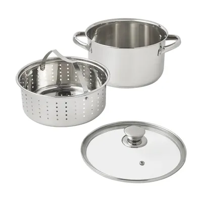 Stainless Steel 4-Quart Steamer Pot with Glass Lid, Induction Compatible, Dishwasher Safe