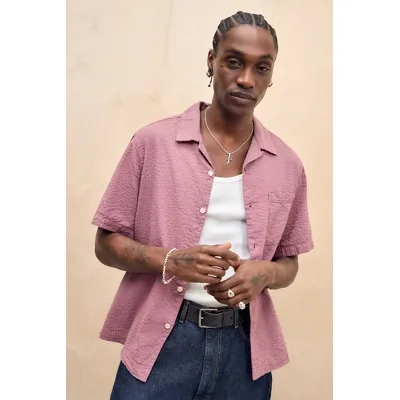 Loom Purple Seersucker Shirt - Purple XS at Urban Outfitters