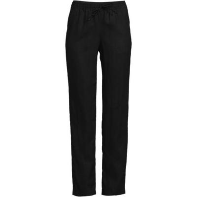 Relaxed Tapered Pull On Linen Trousers, Women, size: 20, plus, Black, Linen, by Lands' End