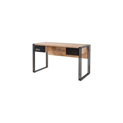 Dmora Schreibtisch Dbonifaz, Mehrzweckschreibtisch, Bürotisch für PC, Eckschreibtisch, 139x60h75 cm, Eiche und Schwarz Image