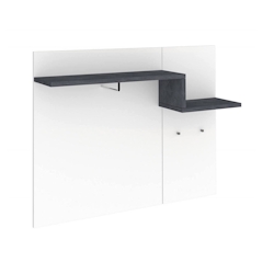 Dmora Eingangsmöbel Ezio, Moderner multifunktionaler Eingangsbereich, Mehrzweckschrank für Eingangsbereich, cm 120x30h100, glänzend weiß und Schiefer Image