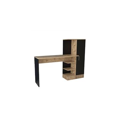 Dmora Schreibtisch Dfasolat, Mehrzweckschreibtisch, Bürotisch für PC, Eckschreibtisch, 152x40h120 cm, Eiche und Schwarz Image