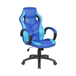 Dmora Gaming-Stühl Caloundra, Gaming-Sessel für Erwachsene, Schreibtischstuhl, 66x61h104/114 cm, Blau und Himmelblau Image