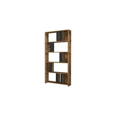 Dmora Bücherregal Dbellusc, Büroregal, Mobiler Buchhalter, Bücherbrett, 90x20h180 cm, Walnuss und Anthrazit Image