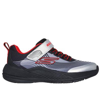 Skechers Boy's Microspec Advance Sneaker | Size 1.0 | Black/Red | Textile/Synthetic | Machine Washable