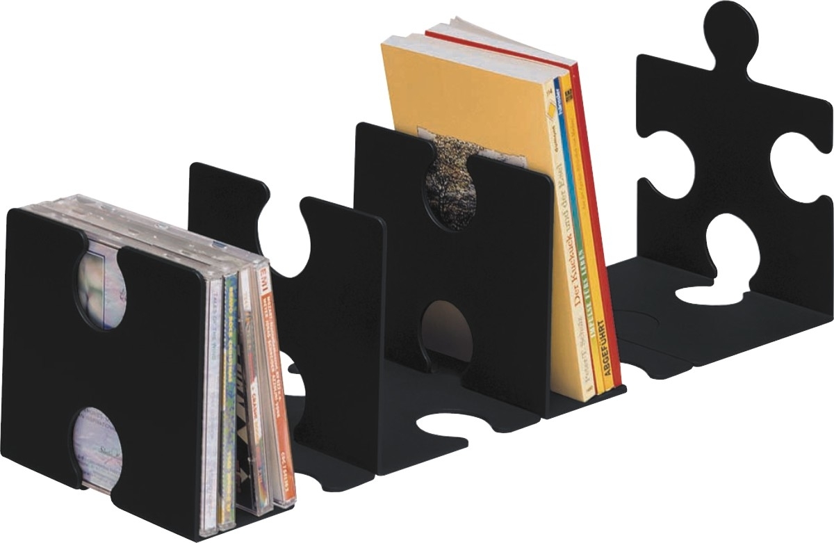 HAN CD/Buchstütze Puzzle im 2er-Pack schwarz Packung mit 5 Stück Image