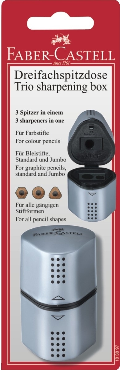FABER CASTELL Dreifachspitzdose Grip 2001 silber Packung mit 5 Stück Image