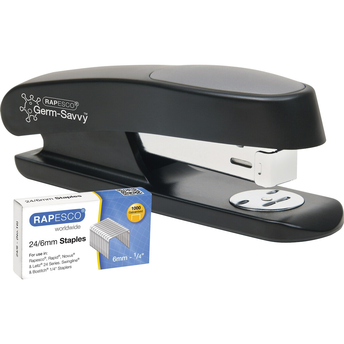 RAPESCO Heftgerät Eco Sting Ray mit Heftklammern schwarz Packung mit 12 Stück Image