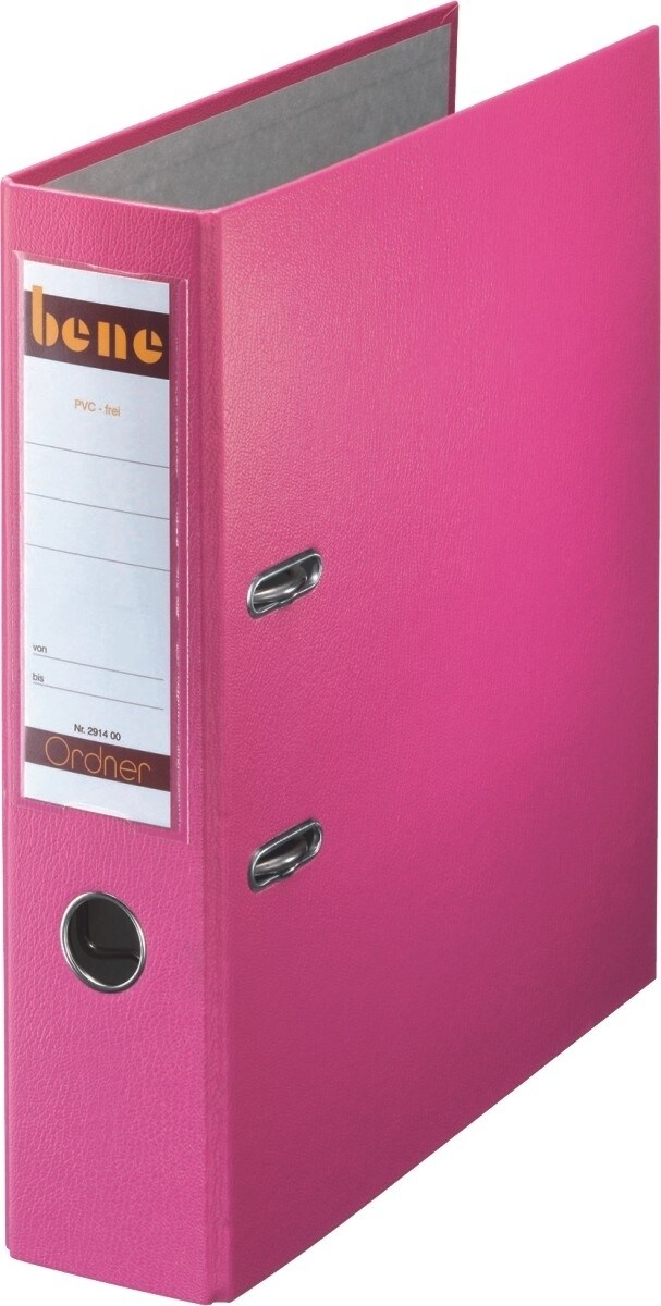 Bene Ordner A4 Kunststoff 80mm rosa Packung mit 20 Stück Image