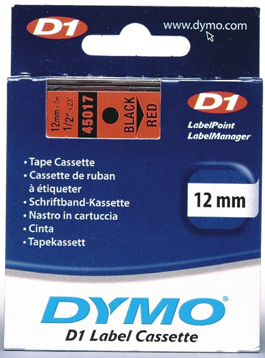 Etikettenband Dymo D1 12mm/7m schwarz/rot Packung mit 5 Stück Image