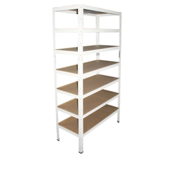 shelfplaza HOME 200x40x40 cm Schwerlastregal in weiß mit 7 Böden und 125 kg Traglast pro Boden Image