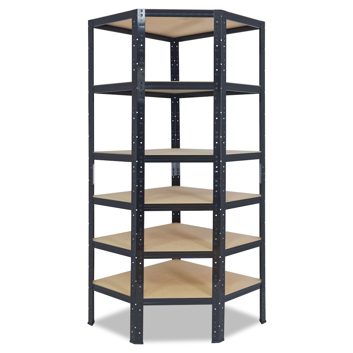 shelfplaza BLACK 180x80x50 cm Eckregal in schwarz mit 6 Böden und 145 kg Traglast pro Boden Image