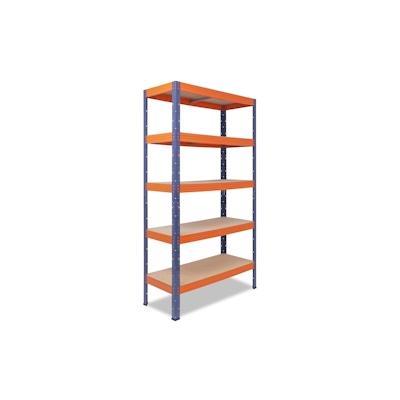 shelfplaza PRO 230x100x45 cm Schwerlastregal in blau-orange mit 5 Böden und 200 kg Traglast pro Boden Image