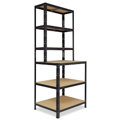 shelfplaza BLACK 190x80x60 cm Werkbank Regal in schwarz mit 6 Böden und 145 kg Traglast pro Boden Image