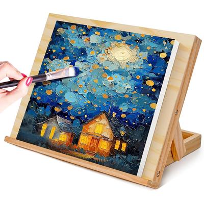 TEMU Adjustable Wooden Easel - Sturdy Natural Wood Desktop Angle Stand For Canvas, Books & Art Display, Artists And Enthusiasts, With 80° Adjustable Angle, Shelf Decor Image