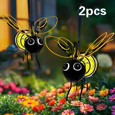 TEMU 2 Solar Powered Metal Bee Garden Lights, Led Hanging Lights With , Insect Lights, Solar Outdoor Decoration, Suitable For Courtyards, , And , The Best Seasonal Decorations For Spring And Summer Image