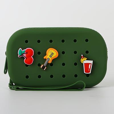 TEMU Women' Purse Silicone Oval Can Hold , Cosmetics, Toiletries, Hole Decoration Design Includes Random Number And Color Of Image