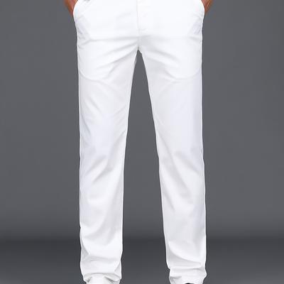TEMU Men' Dress Pants - Lightweight & Comfortable, Regular Fit, Suitable, Business & Casual Wear, Polyester Blend, Zipper Fly, , Solid Color, Ideal For Weekend Casua Image