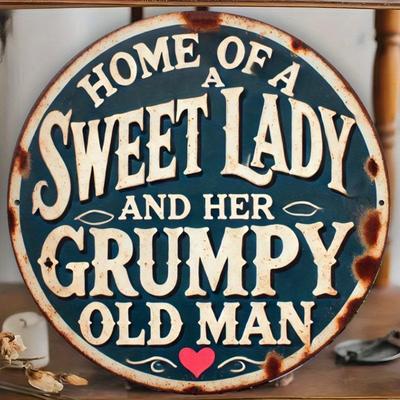 TEMU ' & Old For Man' Home-themed Metal Sign - 8x8 Inch Round Iron Wall Decor For Bar, Cafe, Club, Kitchen, Room Decor Image
