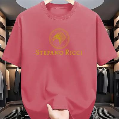 TEMU Men' Casual T-shirt - Soft Polyester, Round Neck, Short Sleeve, Machine Washable, Eagle Print, Fit, Apparel | Breathable Fabric | Smooth Texture Image