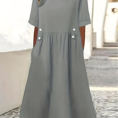 TEMU Women's Elegant Summer Linen Blend Maxi Dress Image