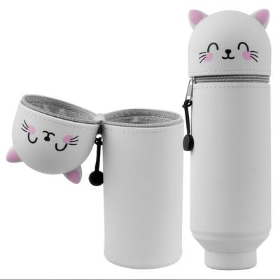 TEMU Cute Cartoon Silicone Pen Pouch - Foldable Adjustable Waterproof Zipper Pencil Case, Lightweight Portable School & Office Organizer With Adorable , Gift For Image