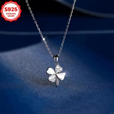 TEMU 925 Low-allergy Clover Necklace, Suitable For And A Gift For All , Gifting Women's Presents With An Anti-oxidation Box. Image