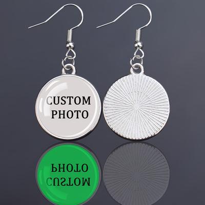 TEMU A Set Of Personalized Photo Dangle Earrings Featuring A Glass Dome Pendant, Suitable For Men And Women, That Glow And Make A Unique Jewelry Gift. Image