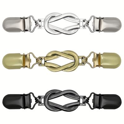 TEMU 3pcs Of Vintage Dress Clips With A Back Strap, Shawl Cardigan Collar Clips That Can Tighten The Waist Of The Dress Pants, Made Of Metal, Without Gemstones. Image