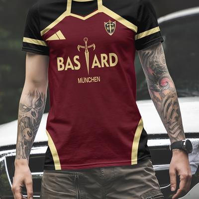 TEMU Casual Round Neck T-shirt, 100% Polyester Knitted Breathable Fabric, Light Stretch, Full Coverage Of Isagi Prints In No. 11, Regular Style, 140g/m² - Munich Pattern No. 15 T-shirt Image