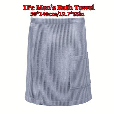 TEMU 1pc Men's Microfiber Towel - 50x140cm, Soft & Absorbent, , Elastic Rope, In Black, Blue, White, Gray, Shower, Sauna, Hotel Use, Shower Towel | Modern Accessory | Microfiber Fabric Image