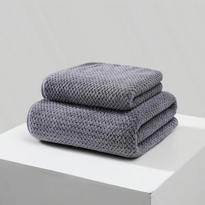TEMU 2pcs Pineapple Grid Microfiber Bath Towel, Extra Thickened Sports Towel, Quick-drying Hotel And B& Towel, Gym Absorbent Towel, Soft Bathroom Home Use Towel Image