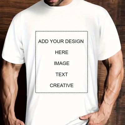"TEMU Customizable With "add Your Design Here" Text - Ideal For Father's Day Gift | Casual Short Sleeve Tee For Dad, Brother, Boyfriend, Couple | , Casual Wear Tee | Personalized Clothing | , Plus Size" Image