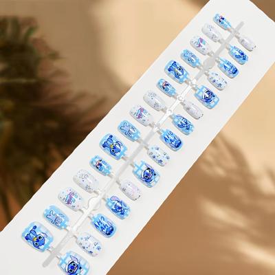 TEMU 30pcs Cartoon Cute Stitch Wearable Nail Tips Fake Nails Set With Material Pack Image