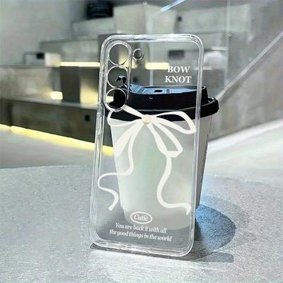 TEMU Bow Pattern Mobile Phone Case Suitable Series A54/a53/a52(a52s Universal/a34(5g)/a14(5g)/a13 5g/a12/s10+/s21/s21u/s21+/s22/s22+/s22u/s23/s23+/s23u Transparent Protection Anti-fall Image