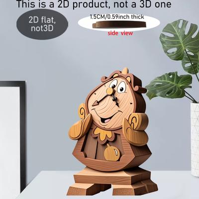 "TEMU 1pc Handcrafted Wooden "beauty And The " Character Sculpture - 2d Ornament With Design, Ideal For Decor, Unique Gift For , Home Decoration | Decor | Wood, Fairy Tale Home Decor" Image