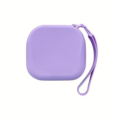 TEMU 1pc Mini Silicone Zipper Storage Bag, Multifunctional Data Cable Pouch, Zipper Coin Purse Square Wallet, Air Cushion Lipstick Makeup Bag, Portable Id Card Wallet, Handba Image