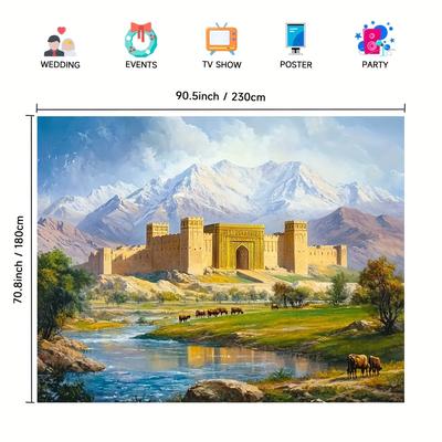 TEMU 1pc Kabul Seasonal Banner - Polyester Wall Art, Ideal For Living Room, Bedroom, Office Decor - , Home Decor Image