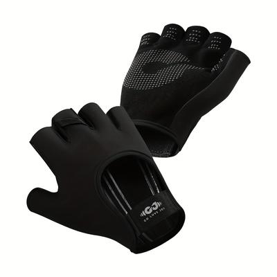 TEMU 1 Pair Breathable Half- Gloves With Closure - Non-slip Grip For Running, Cycling, Gym & Outdoor Sports - Lightweight Moisture-wicking Design (gray/blue/black), Workout Accessories Image