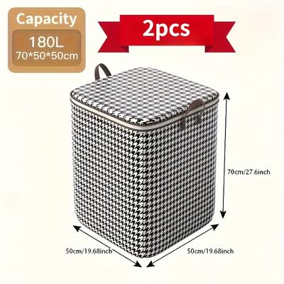 TEMU 2pcs Thickened Storage Box - 180l/140l/100l Large Capacity Clothes And Quilt Organizer Dustproof Bag Basket Baskets, Large Storage Bags Set, Under-bed Storage Image