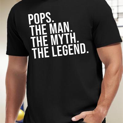 TEMU Pops Print, Men's Round Crew Neck Short Sleeve, Tee Fashion Regular Fit T-shirt, Casual Comfy Breathable Top For Spring Vacation Men's Clothing As Gift Image