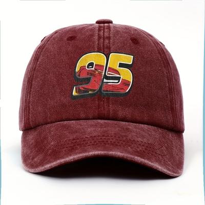 TEMU Retro Vintage Digital 95 Print Hip-hop Style Lightning Car Men's Baseball Cap Outdoor Casual Unisex Hat Image