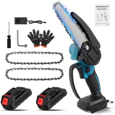 TEMU Mini Chain Saw 6-inch Powerful Cordless Rechargeable Handheld Small Electric Saw Garden Trimming Tool For Easy Pruning With 2pcs Makita 18v Battery Image